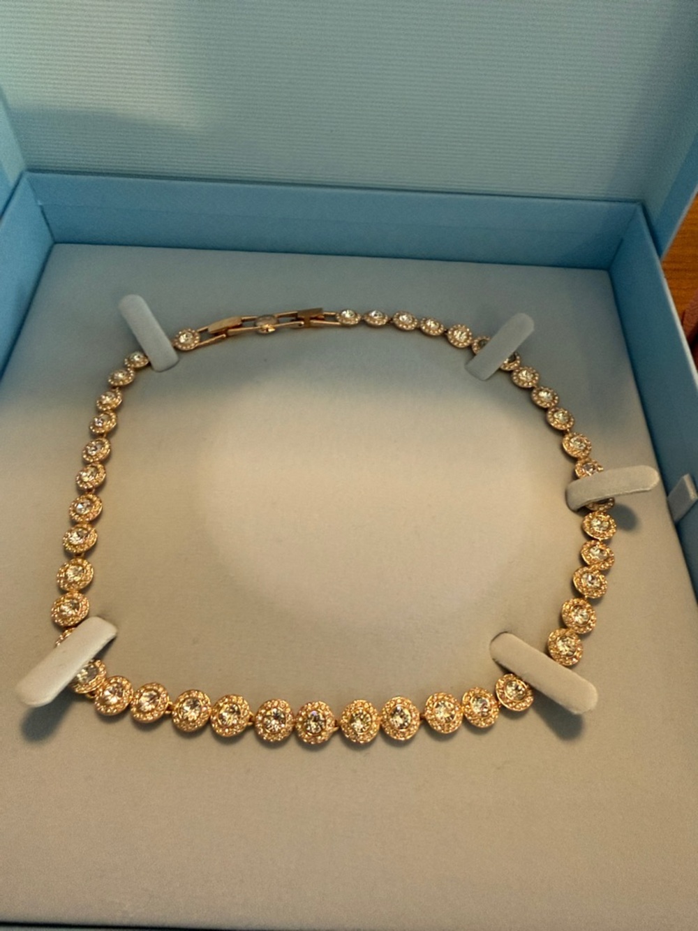 Swarovski rose Gold Crystal choker Necklace - Elegant and  matching earrings